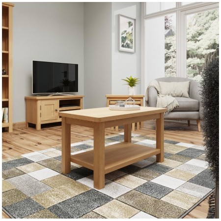 PPS Oak1 : Bàn Sofa, Bàn Coffee Gỗ Sồi - 2 Tầng 
